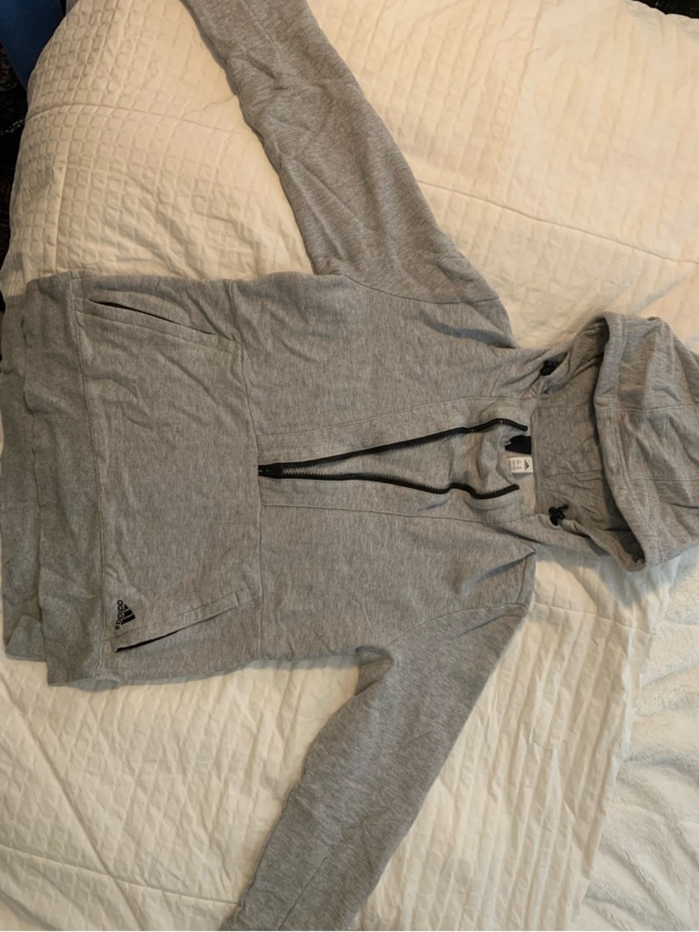 Adidas Gray Zip-Up Hooded Sweatshirt